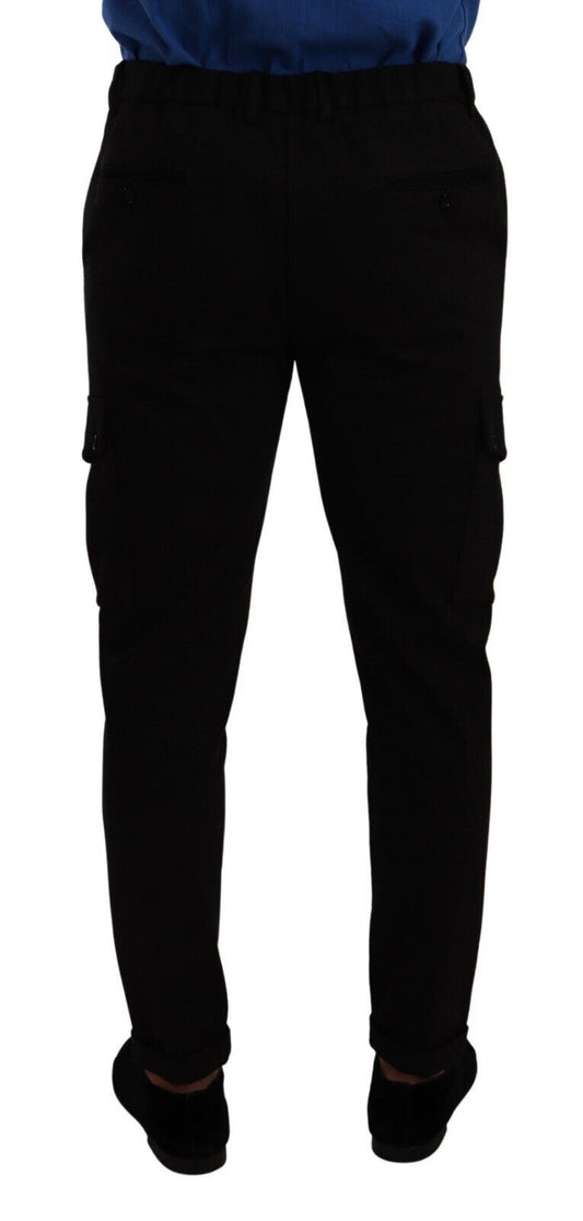 Pantalones cargo ajustados de viscosa negra