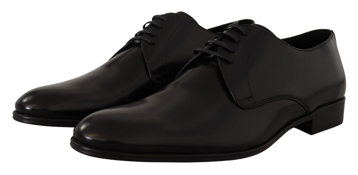 Zapatos Derby formales de cuero negro con cordones