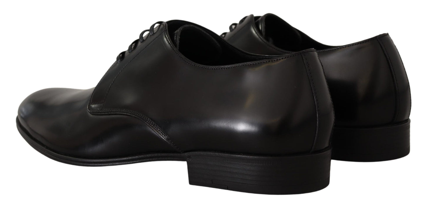 Zapatos Derby formales de cuero negro con cordones
