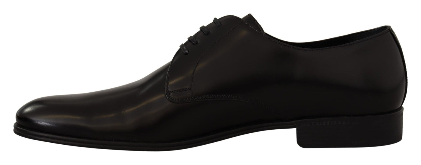 Zapatos Derby formales de cuero negro con cordones