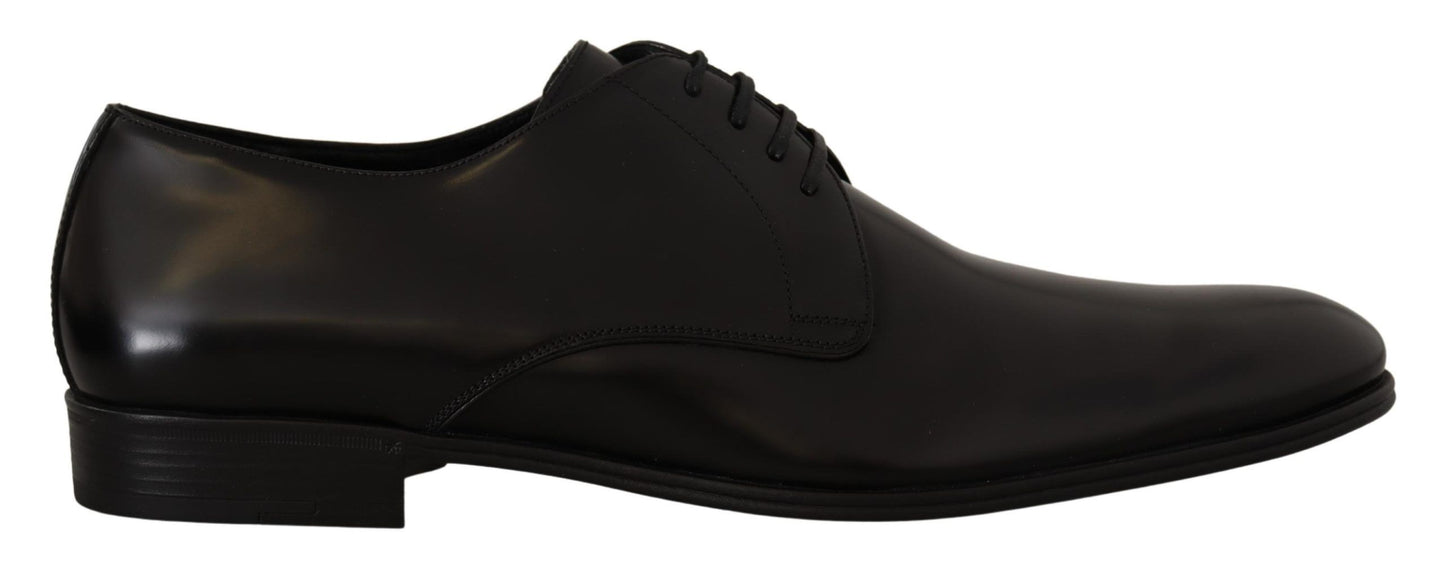 Zapatos Derby formales de cuero negro con cordones