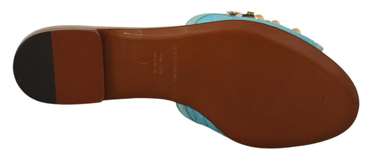 Sandalias de piel exótica con cristales azules