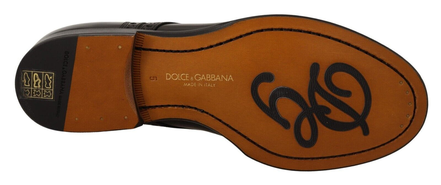 Zapatos Derby formales de cuero negro con punta de ala para hombre