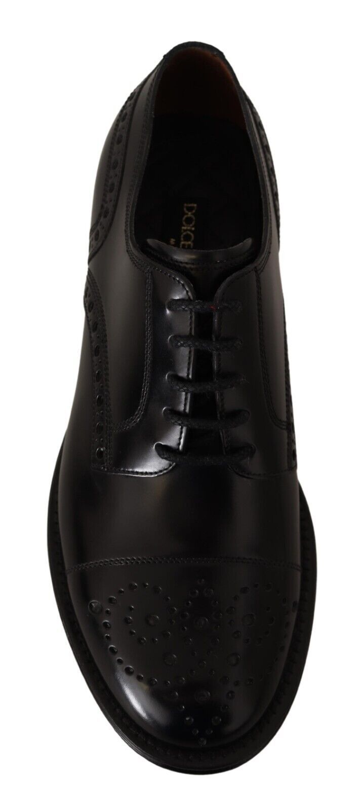 Zapatos Derby formales de cuero negro con punta de ala para hombre
