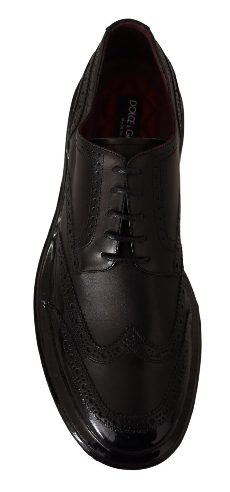 Zapatos Derby formales Oxford de cuero negro con punta de ala