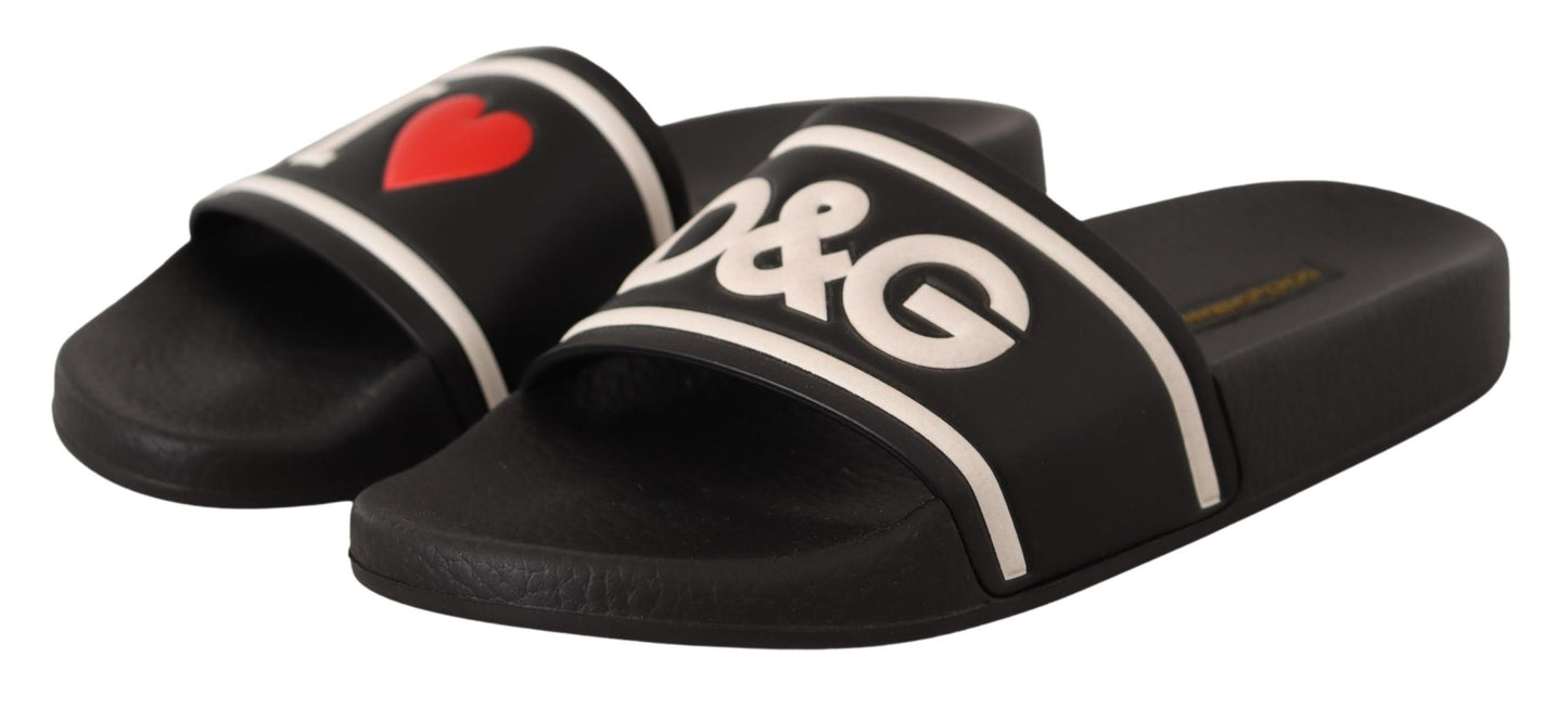 Sandales en cuir noir I Love D&G