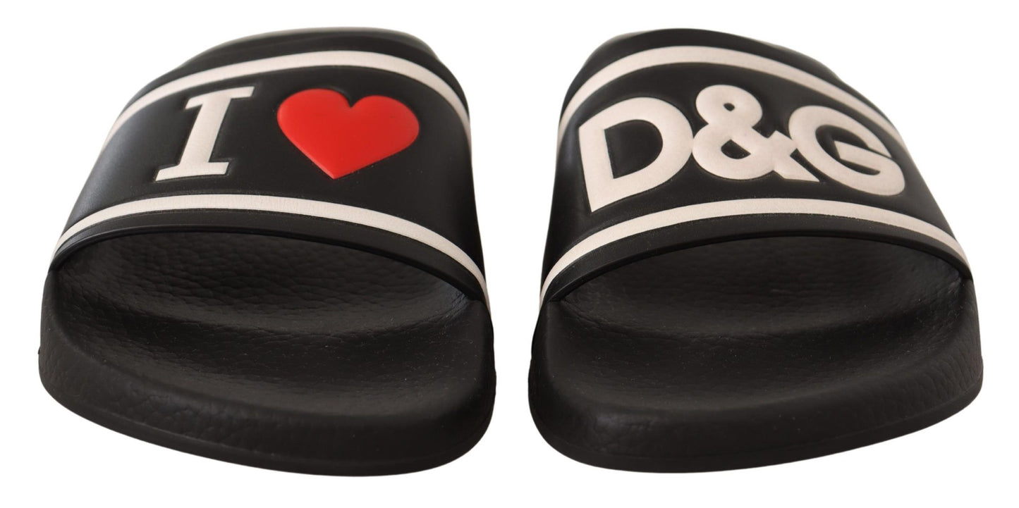 Sandales en cuir noir I Love D&G