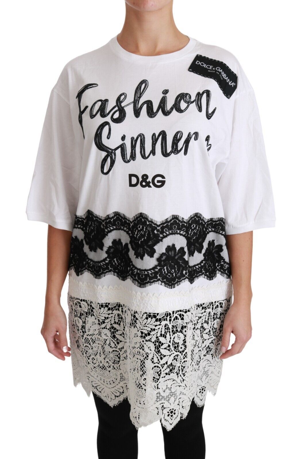Camiseta de encaje de algodón de pecador de moda blanca