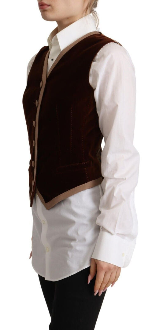 Top sin mangas de algodón y terciopelo burdeos con cuello en V