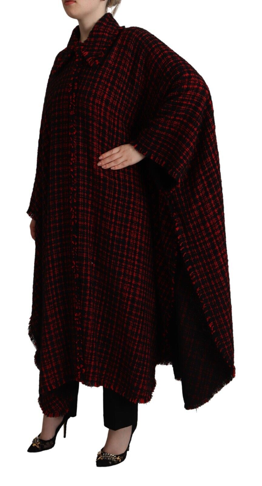 Chaqueta de algodón a cuadros negra y roja