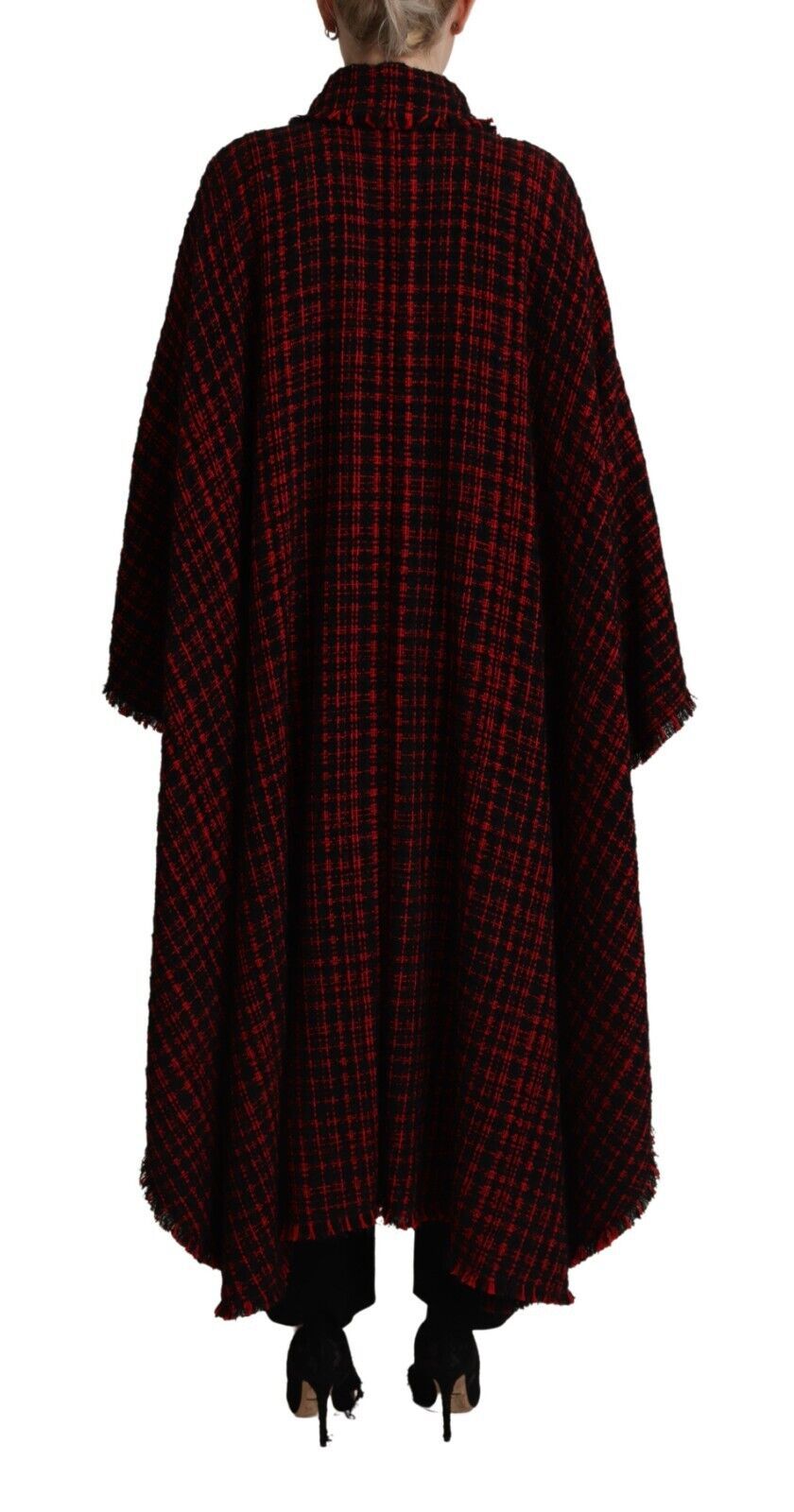 Chaqueta de algodón a cuadros negra y roja