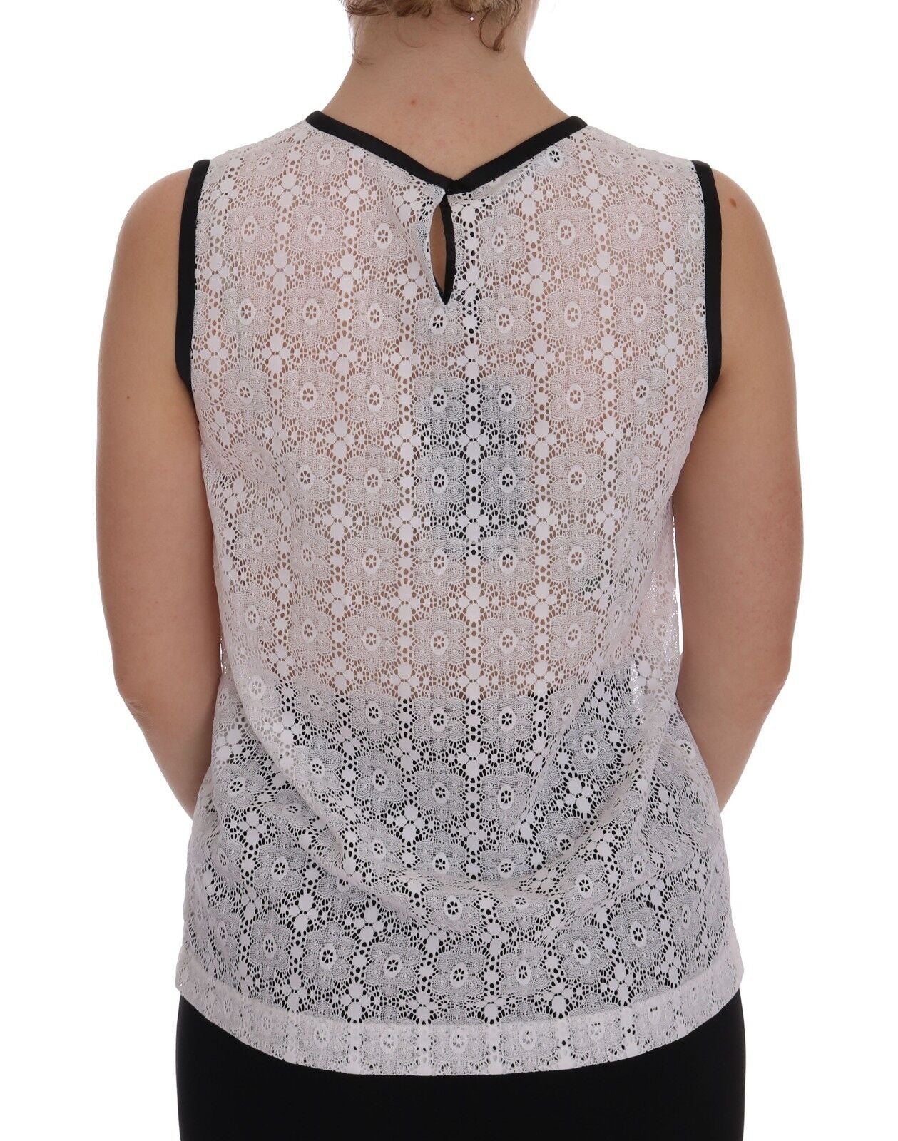 Camiseta de tirantes de nailon con encaje floral blanco