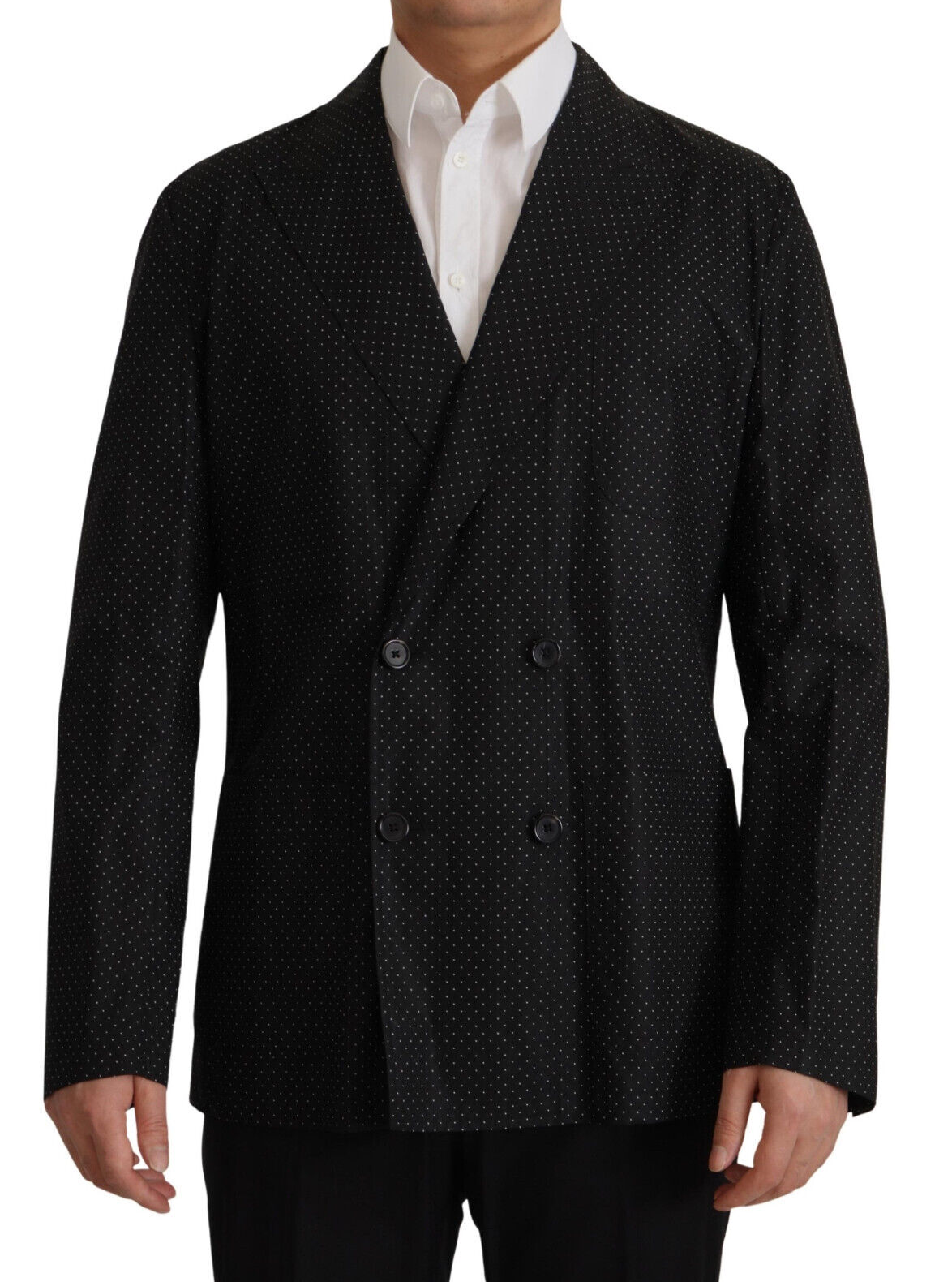Veste blazer en coton noir à pois