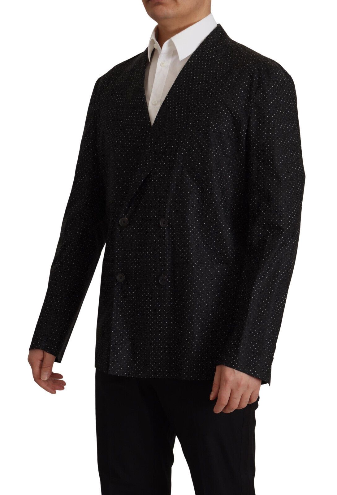 Veste blazer en coton noir à pois