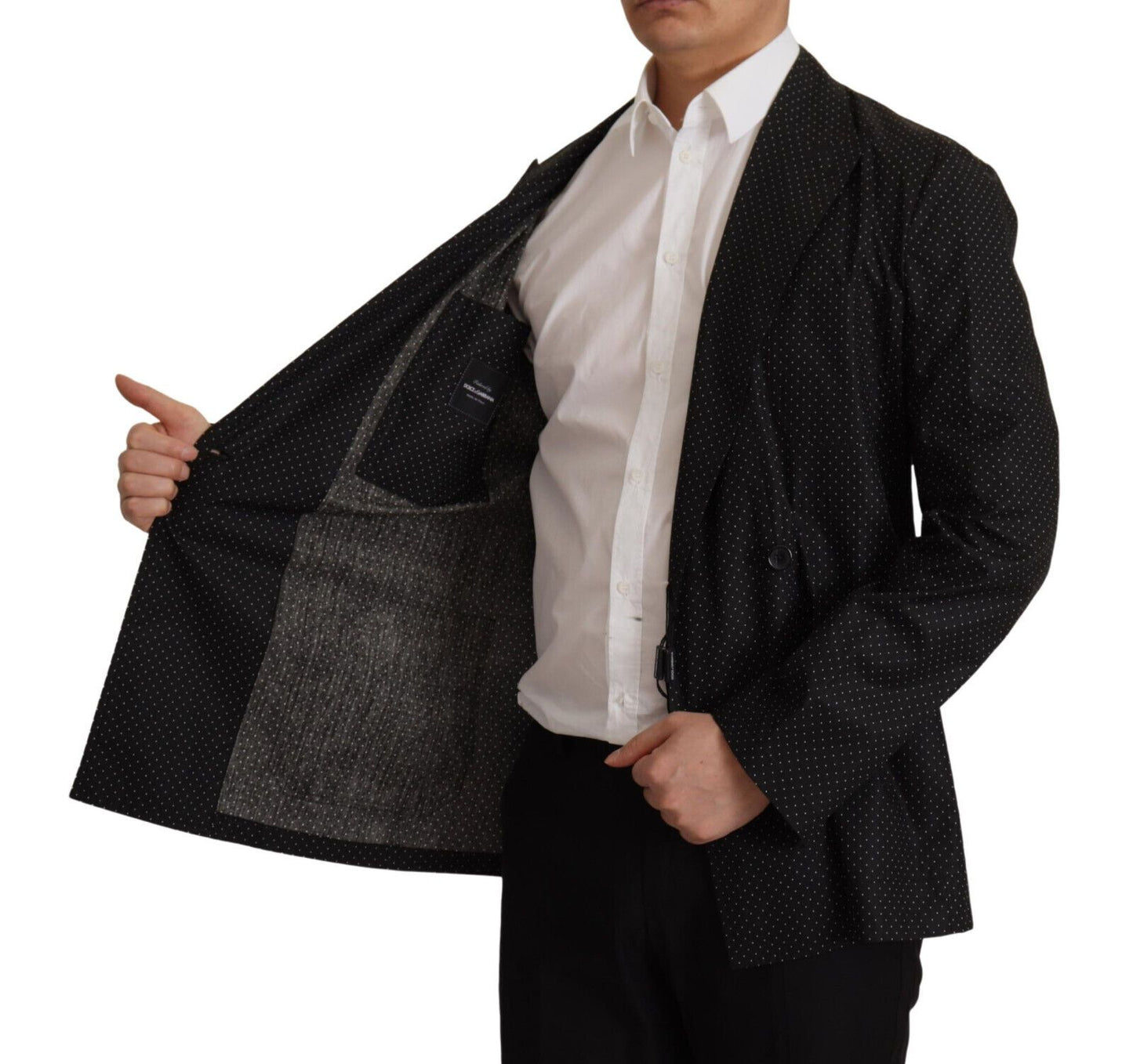 Veste blazer en coton noir à pois