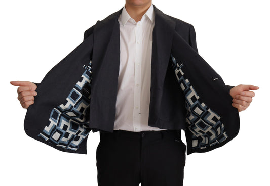 Chaqueta blazer formal de lino azul para hombre