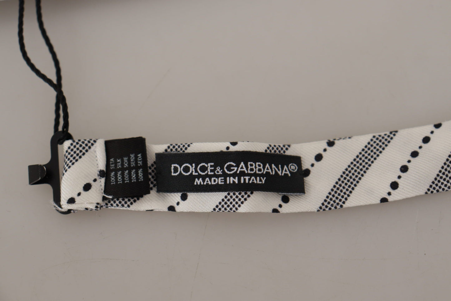 Nœud papillon 100 % soie à pois blancs et noirs