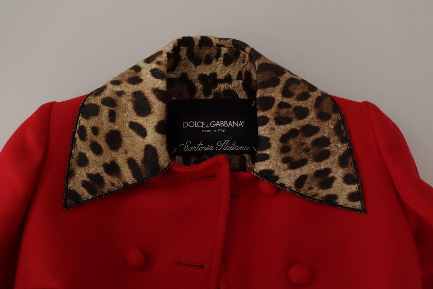 Chaqueta gabardina de lana de leopardo rojo