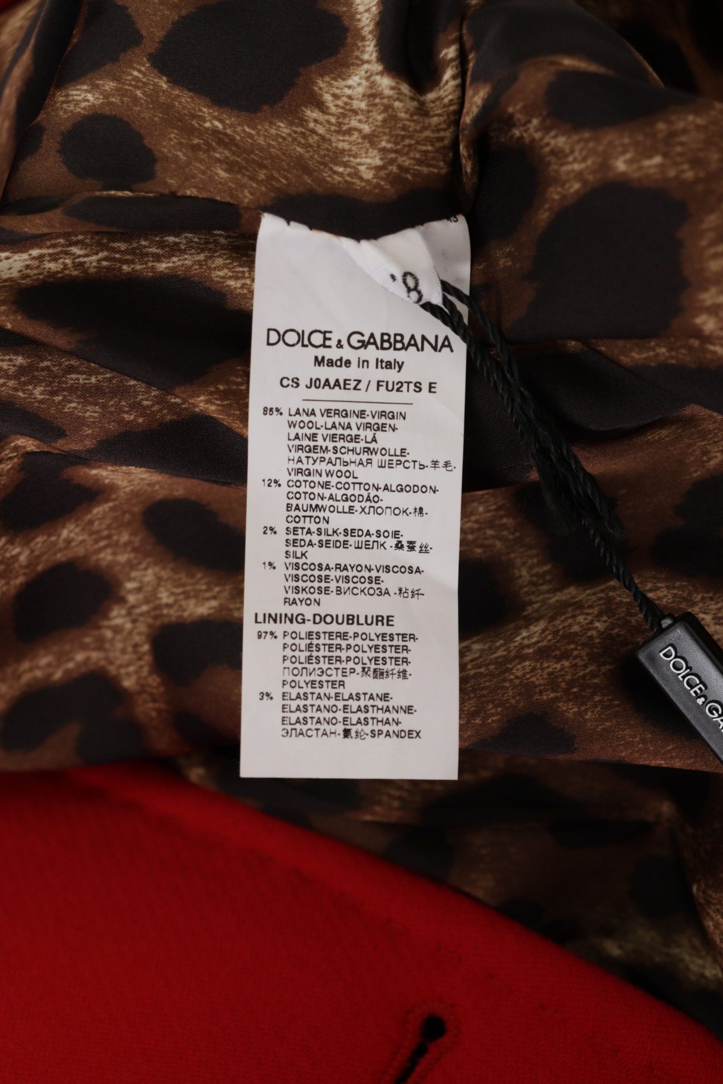 Chaqueta gabardina de lana de leopardo rojo
