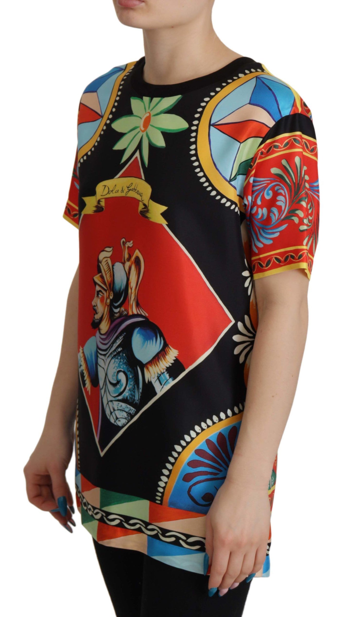 Camiseta de seda Carretto de soldado multicolor