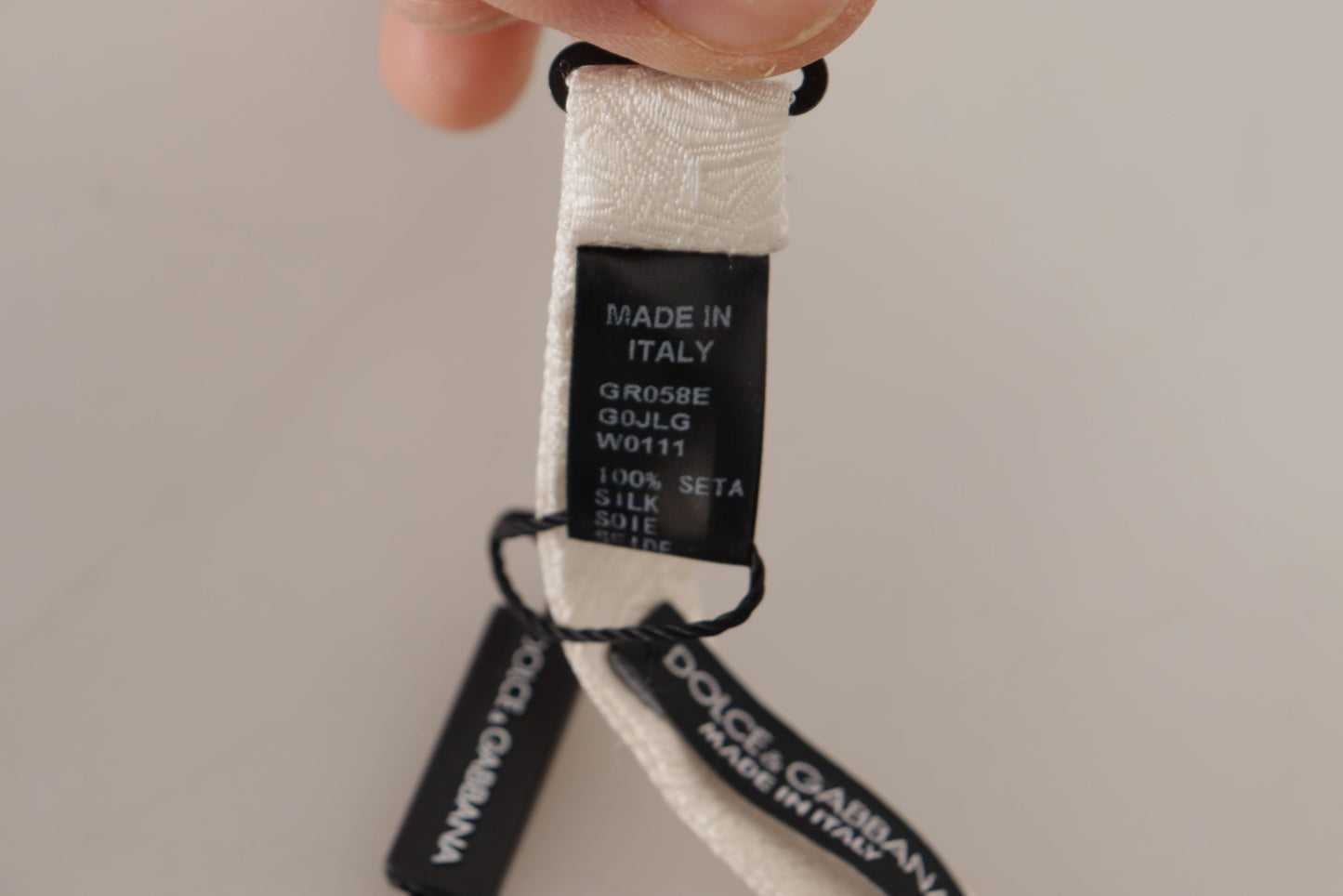 Corbata Papillon fina ajustable de seda 100 % blanca