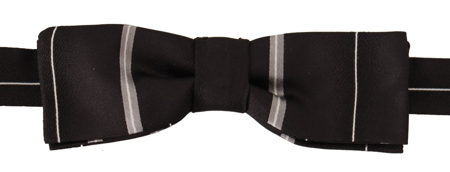 Corbata Papillon de seda 100 % con forro gris y negro