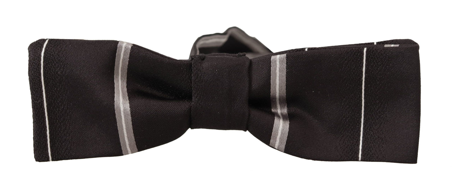 Corbata Papillon de seda 100 % con forro gris y negro