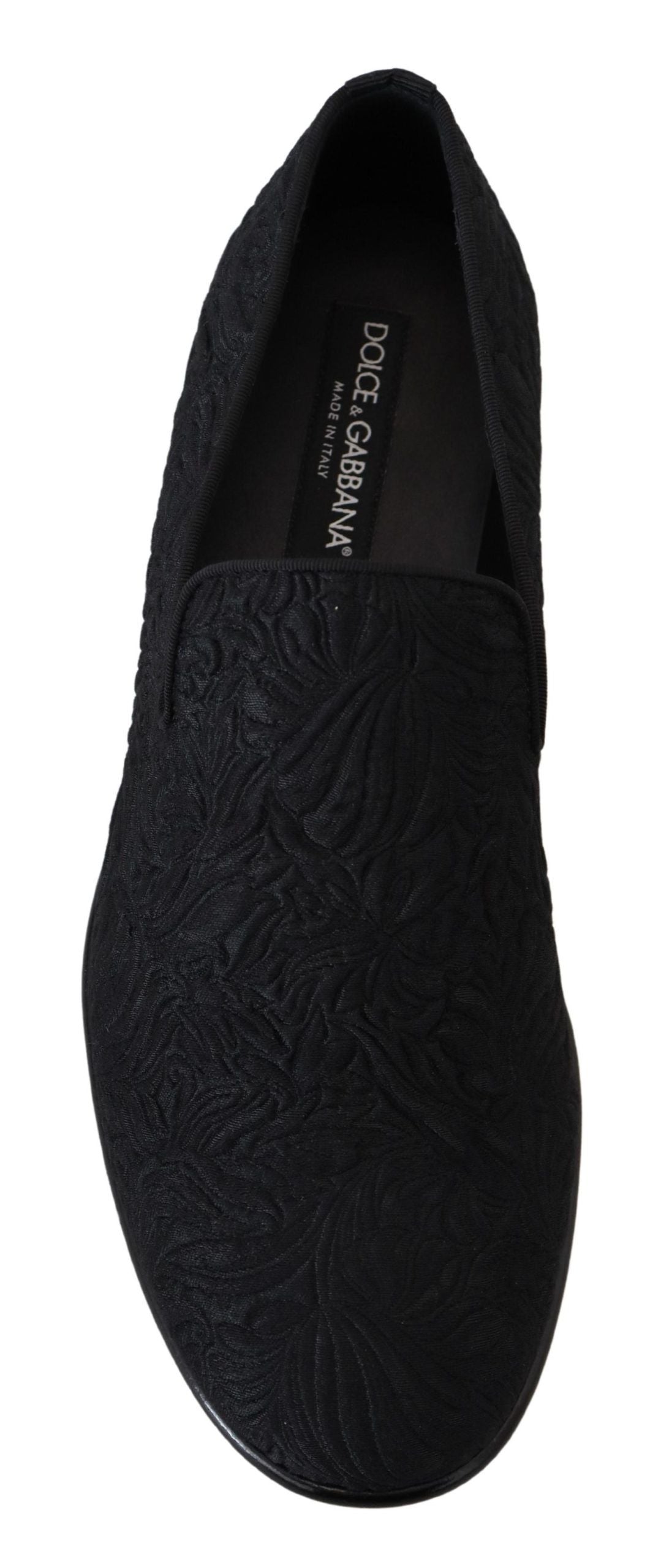 Mocassins et pantoufles en jacquard fleuri noir