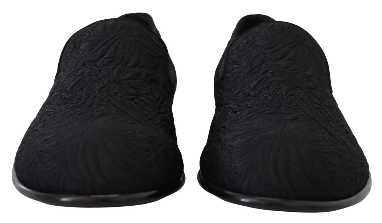 Mocassins et pantoufles en jacquard fleuri noir