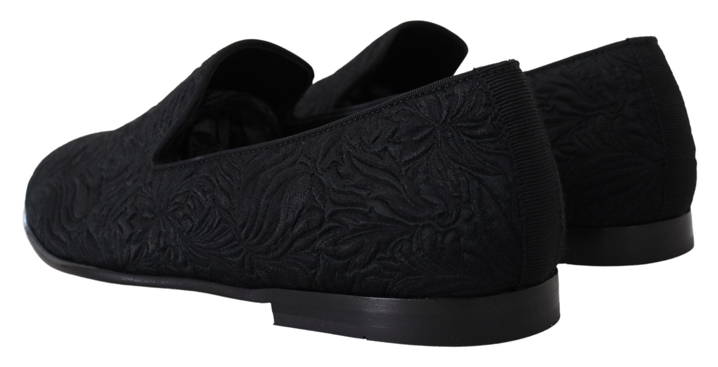 Mocassins et pantoufles en jacquard fleuri noir