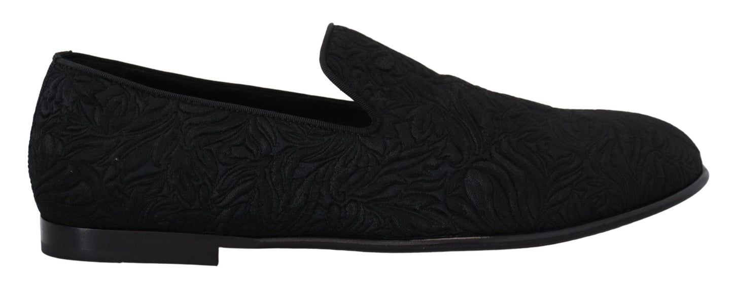 Mocassins et pantoufles en jacquard fleuri noir