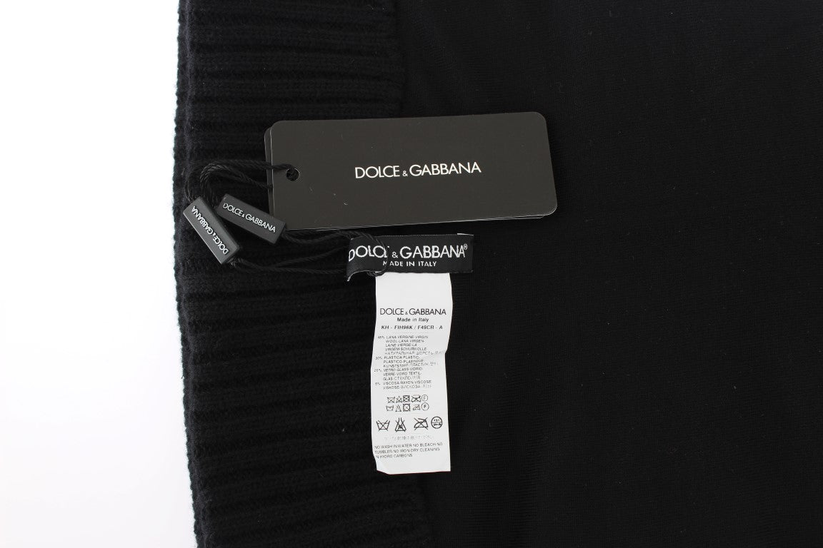 Gorro con capucha y bufanda de punto con lentejuelas negras