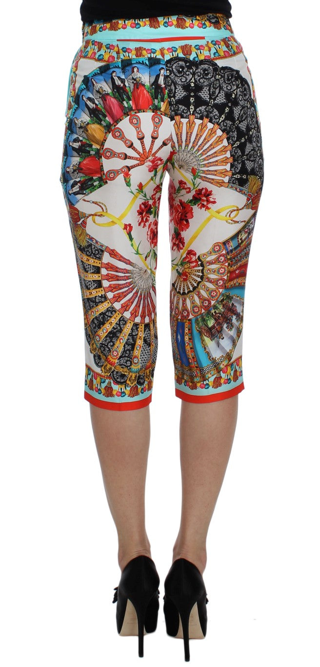Pantalones de seda siciliana de mayólica multicolor