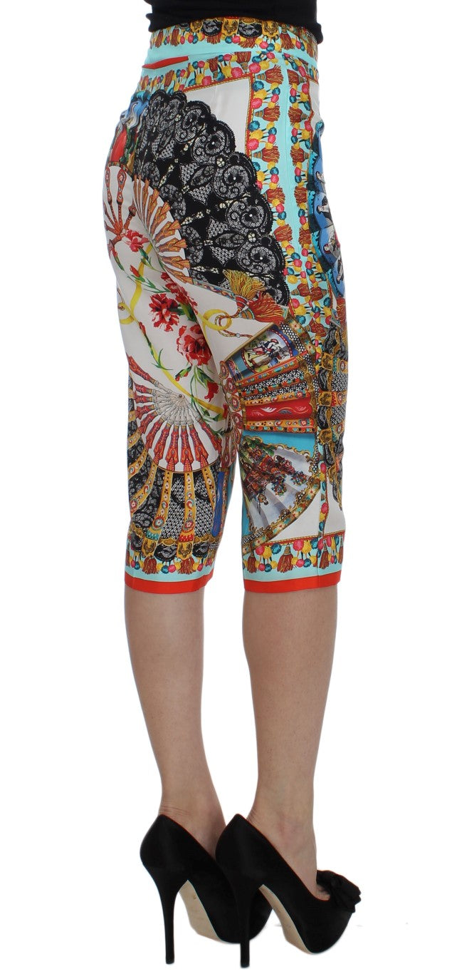 Pantalones de seda siciliana de mayólica multicolor