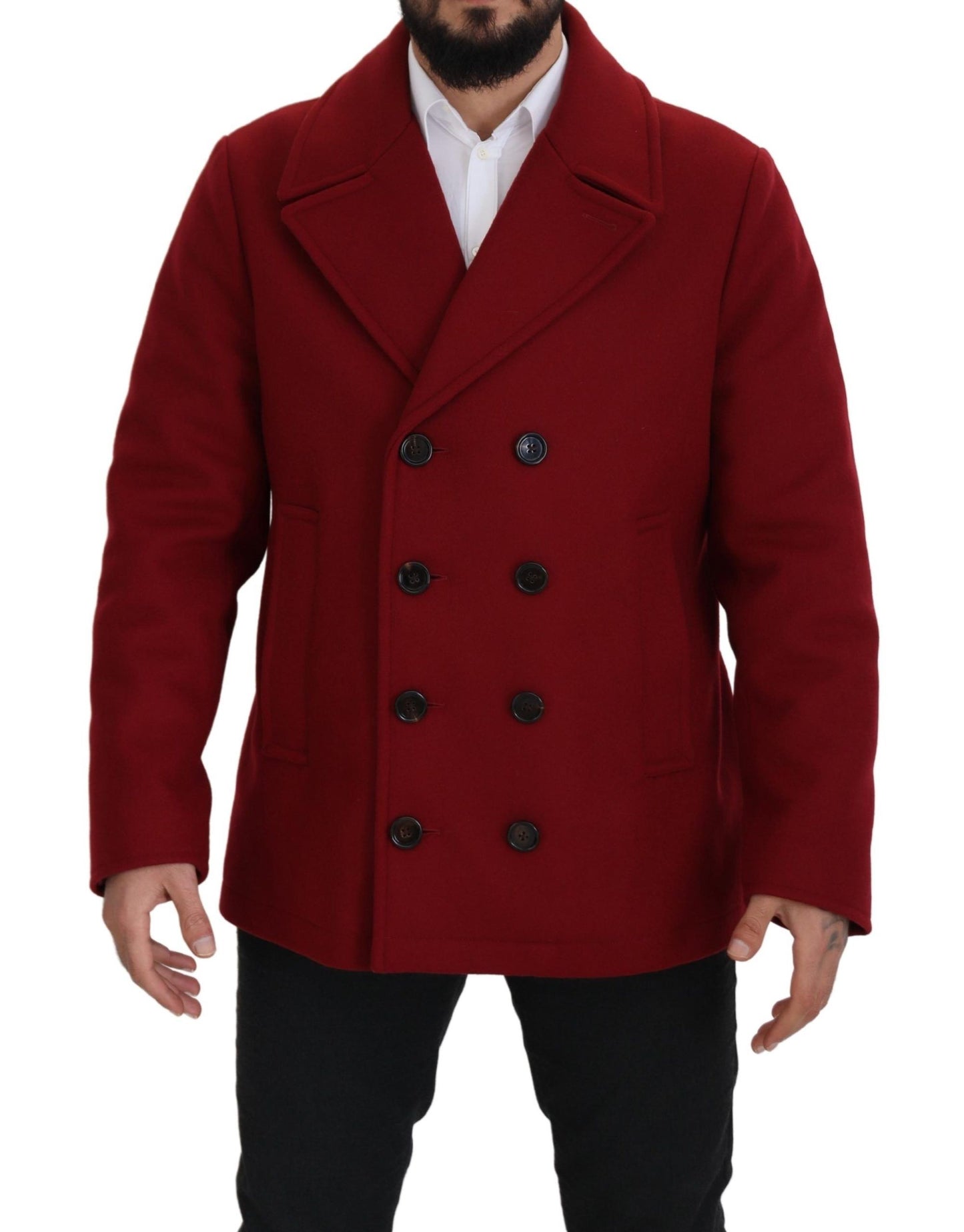 Chaqueta cruzada de lana roja