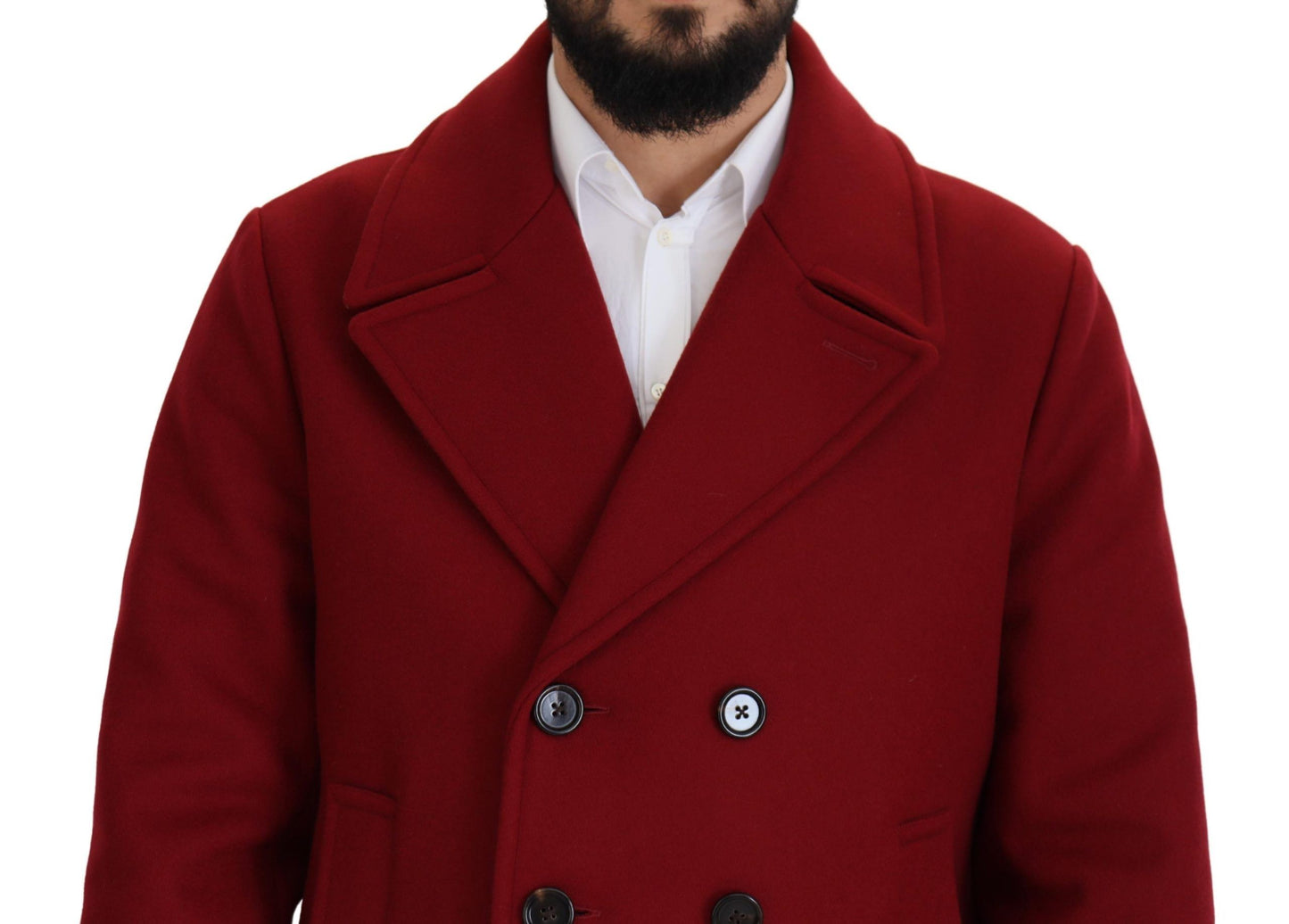 Chaqueta cruzada de lana roja