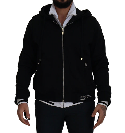 Veste à capuche zippée en polyester noir