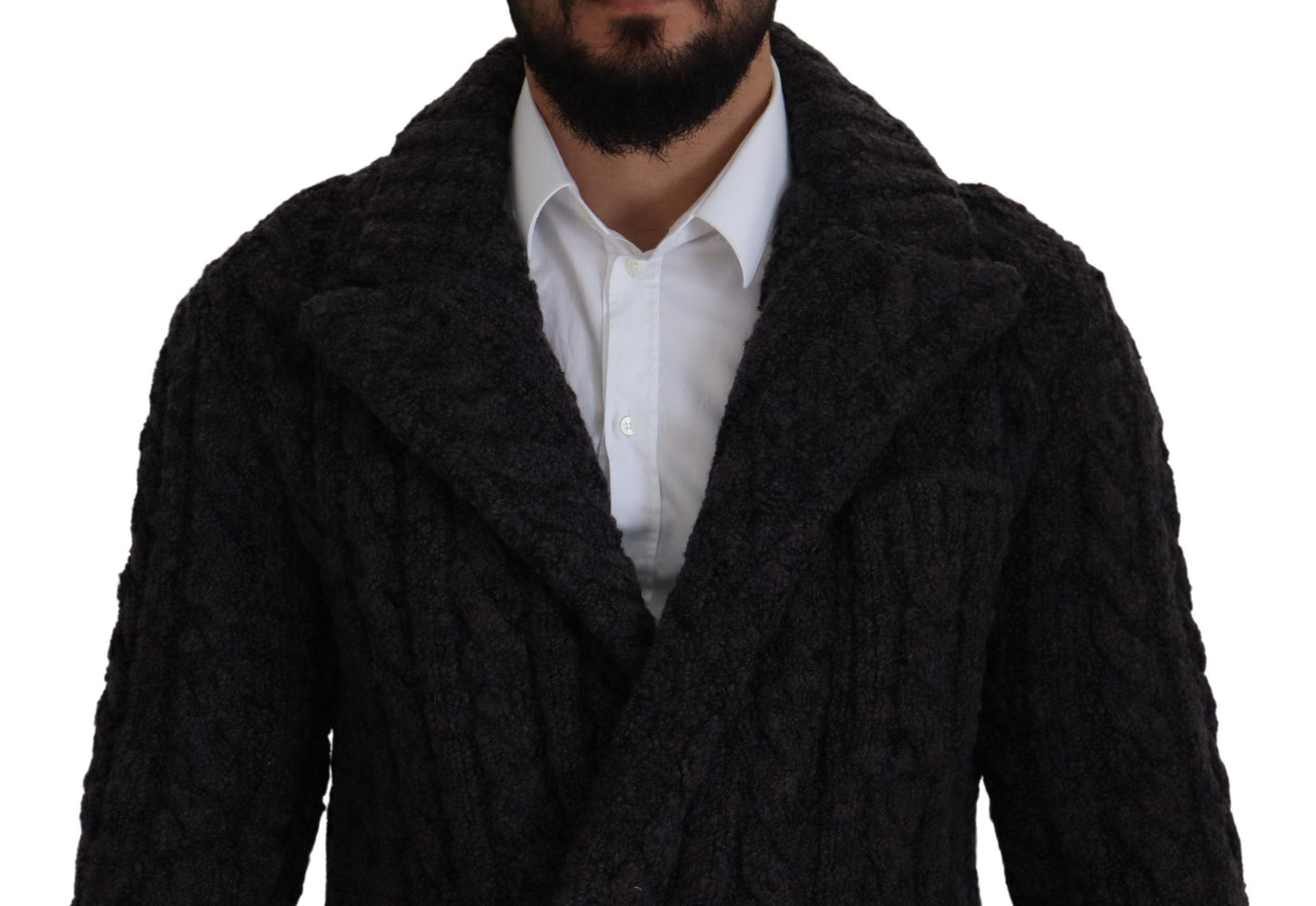 Chaqueta cruzada de punto de lana negra