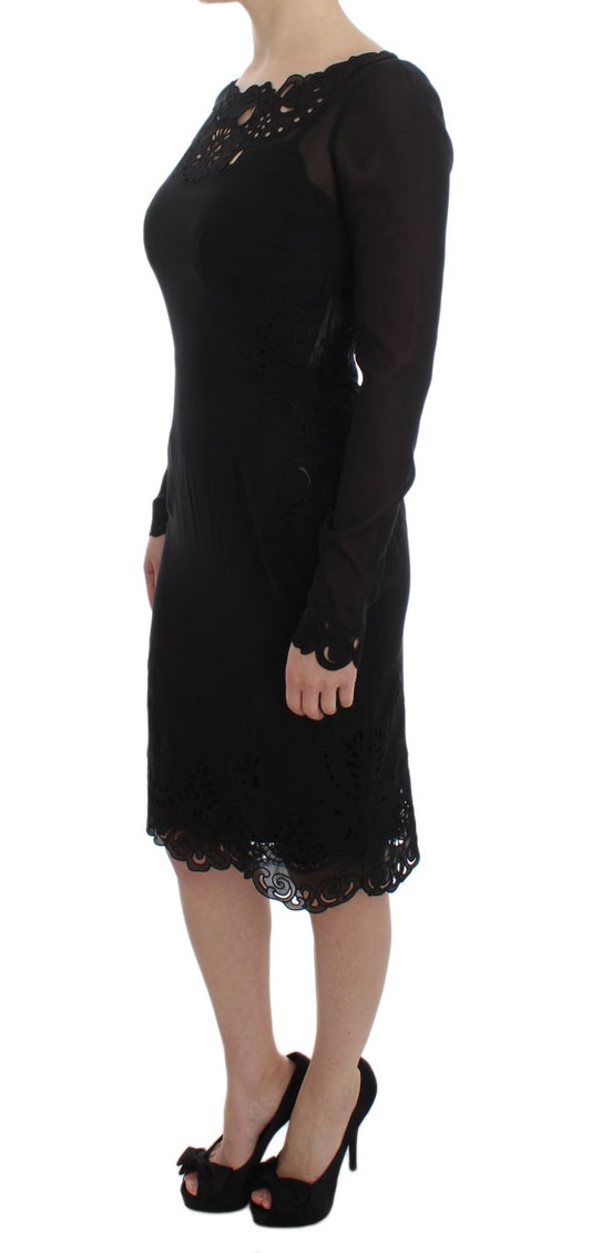Robe fourreau en soie extensible noire