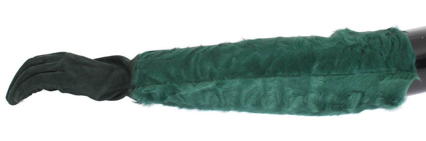 Guantes de codo de piel Xiangao de cuero verde