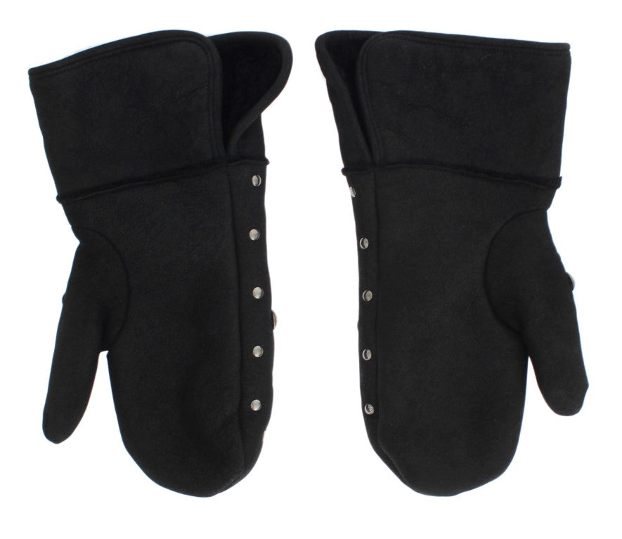 Guantes de lana de oveja gris con tachuelas