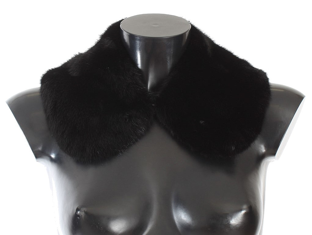 Bufanda de piel de visón negra con cuello de hombro