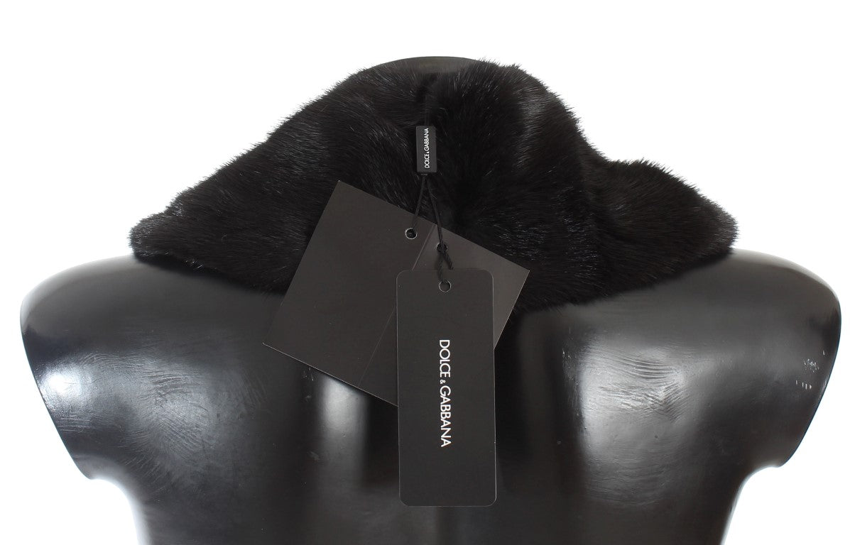 Bufanda de piel de visón negra con cuello de hombro