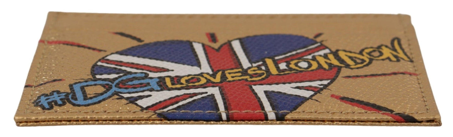 Tarjetero de piel dorada #DGLovesLondon para mujer