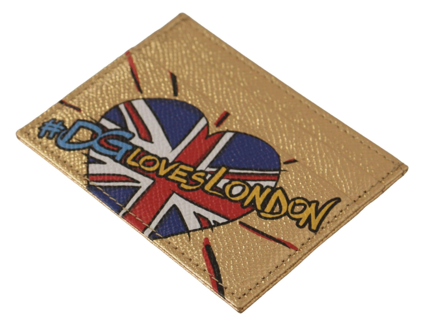 Tarjetero de piel dorada #DGLovesLondon para mujer