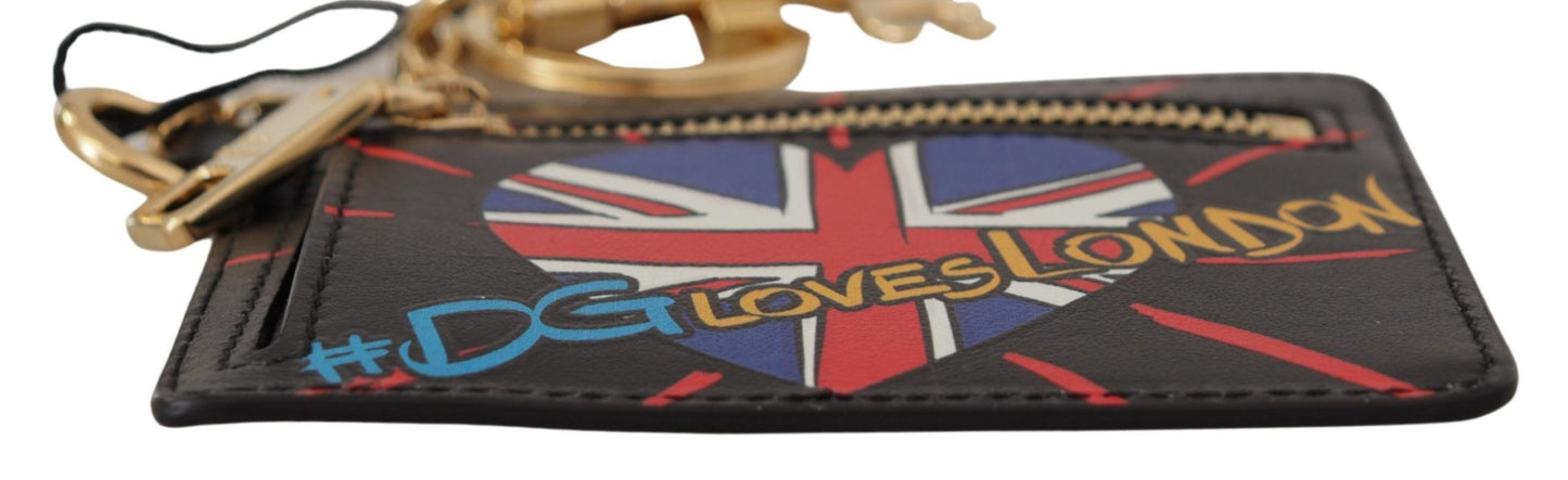 Llavero, tarjetero y monedero de cuero negro #DGLovesLondon