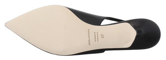 Zapatos de tacón de tiras de cuero negro