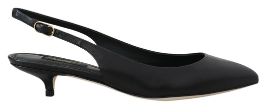 Zapatos de tacón de tiras de cuero negro