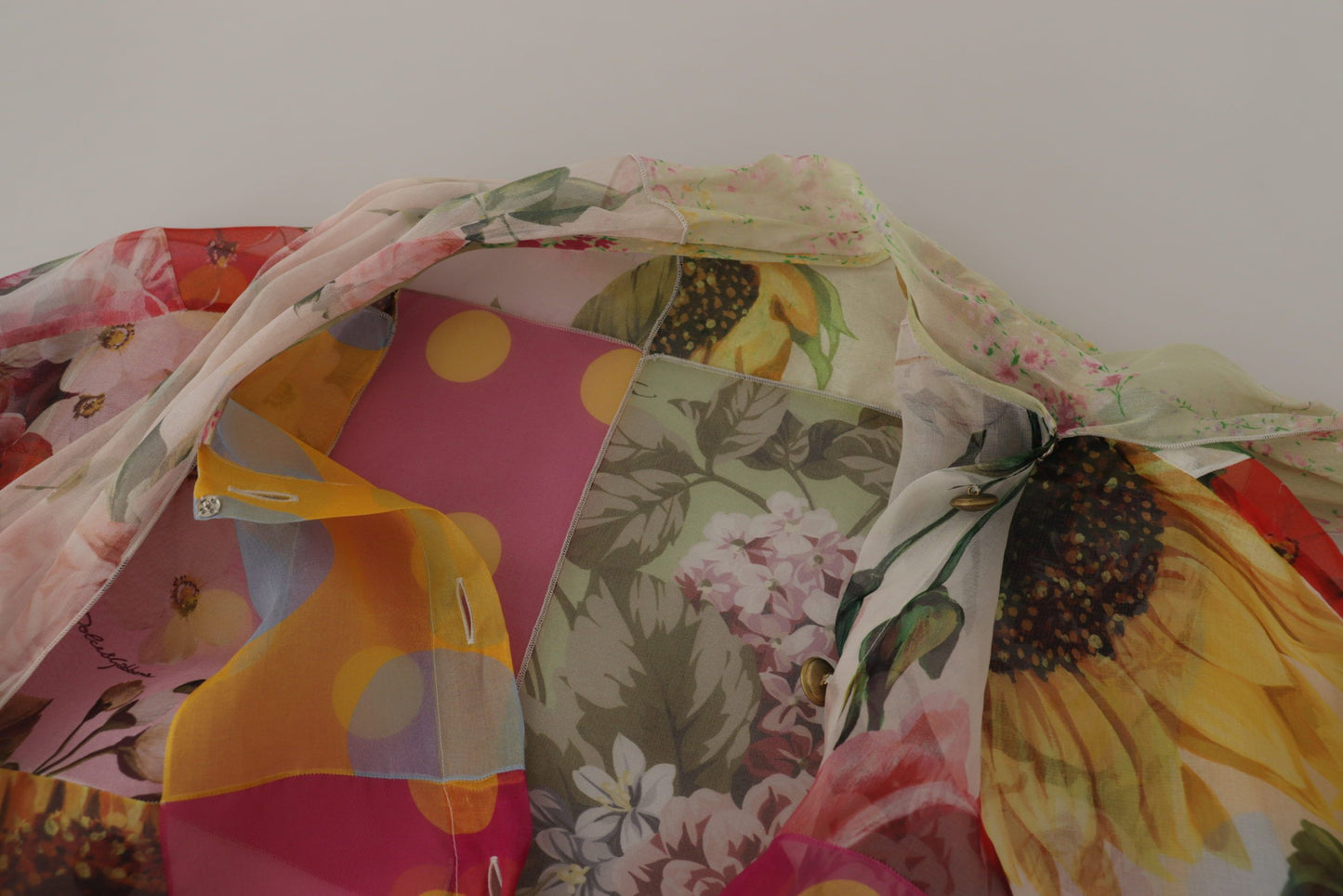 Chemisier patchwork multicolore à col Ascot