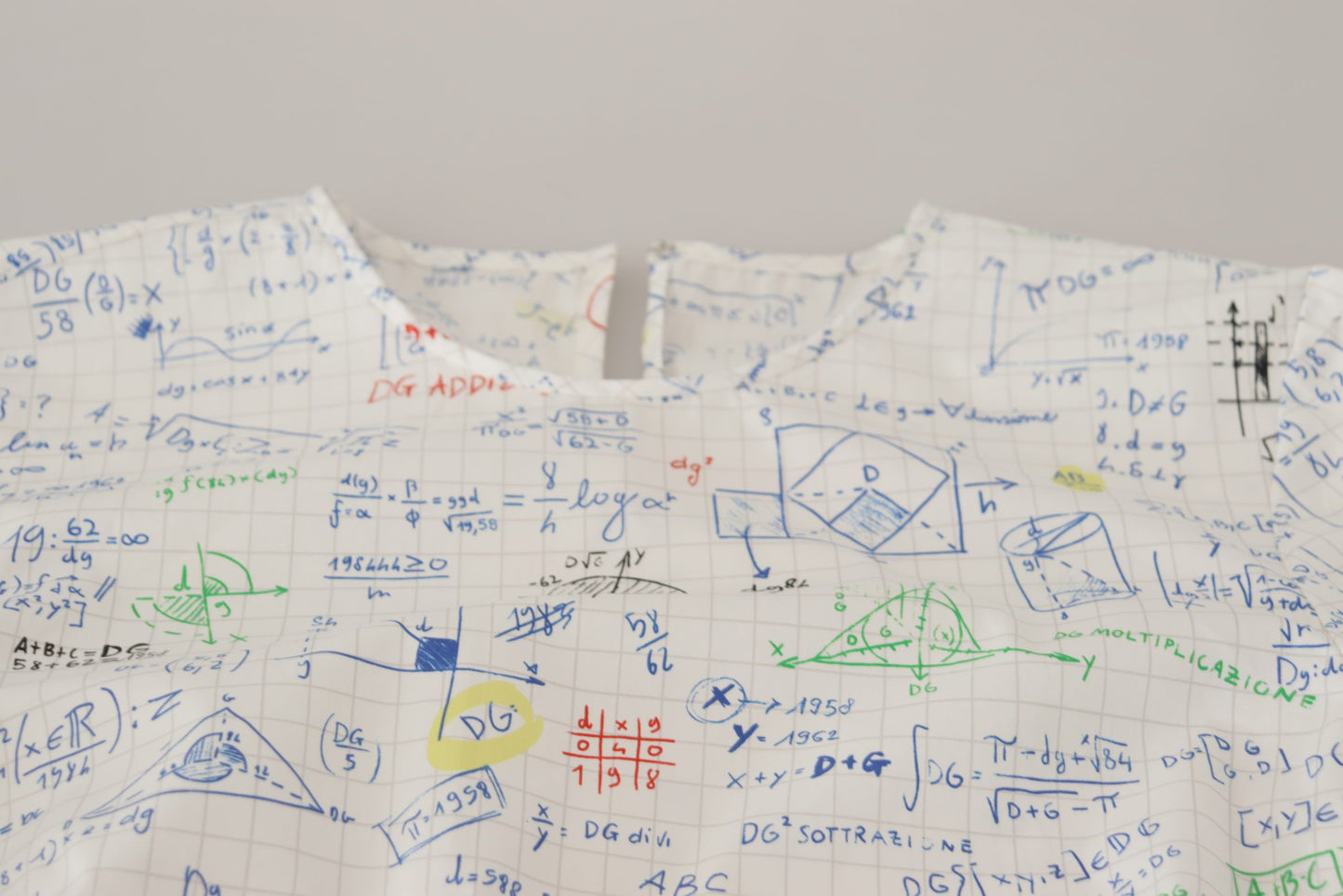 Top de manga corta con estampado de álgebra en algodón blanco
